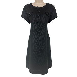 Size 12‎ BLACK ZEBRA DESIGN KNIT SHIRT DRESS Classy Career Day/Evening Ponte